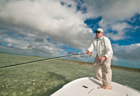 Bonefishing from the bow of a flats boat